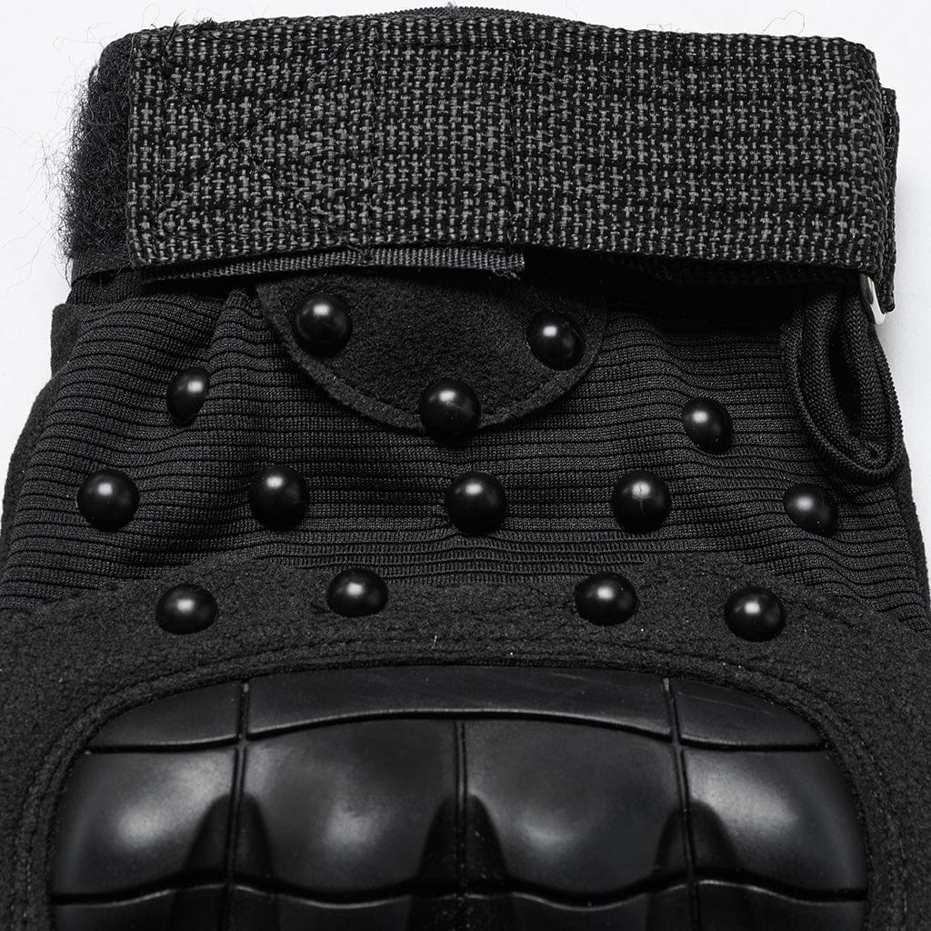 PUNK RAVE Men's Cyberpunk Studs Mesh Pad Gloves