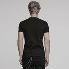 PUNK RAVE Men's Cyberpunk V-neck Rubber Patched T-shirt