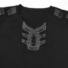 PUNK RAVE Men's Cyberpunk V-neck Rubber Patched T-shirt