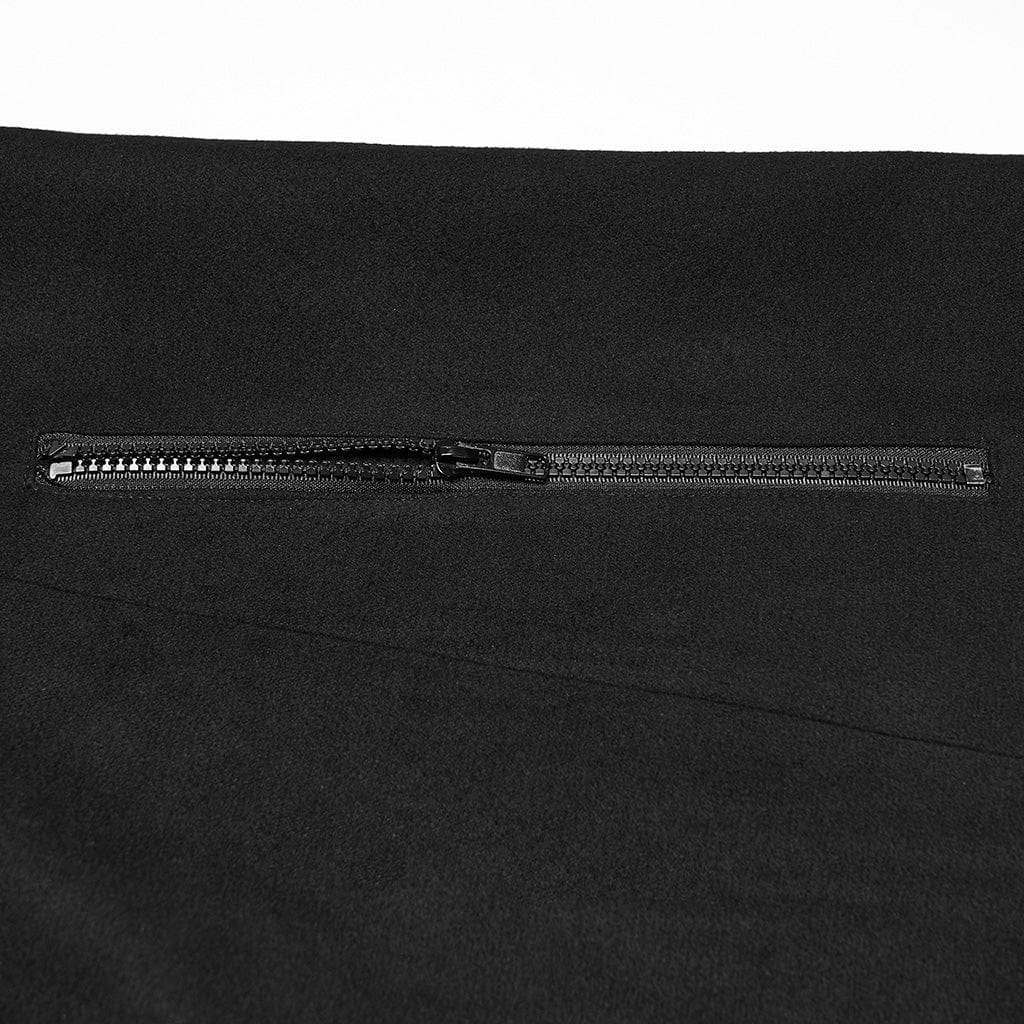 PUNK RAVE Men's Cyberpunk Zip Stand Collar Hooded Jacket