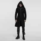 PUNK RAVE Men's Cyberpunk Zip Stand Collar Hooded Jacket