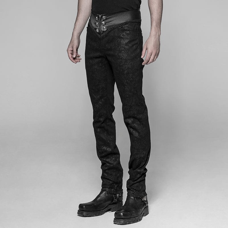 Men's Leather and Jacquard Goth Trousers – Punk Design