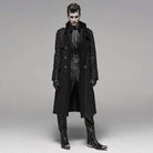 PUNK RAVE Men's Goth Military Style Double-breasted Long Coat