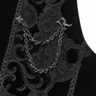 PUNK RAVE Men's Gothic Applique Chain Front Zipper Waistcoat Black