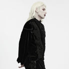 PUNK RAVE Men's Gothic Applique Chain Front Zipper Waistcoat Black