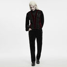 PUNK RAVE Men's Gothic Applique Chain Front Zipper Waistcoat Red