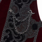 PUNK RAVE Men's Gothic Applique Chain Front Zipper Waistcoat Red