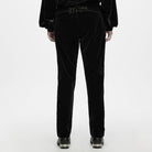 PUNK RAVE Men's Gothic Applique Lace-up Side Zipper Pants Black