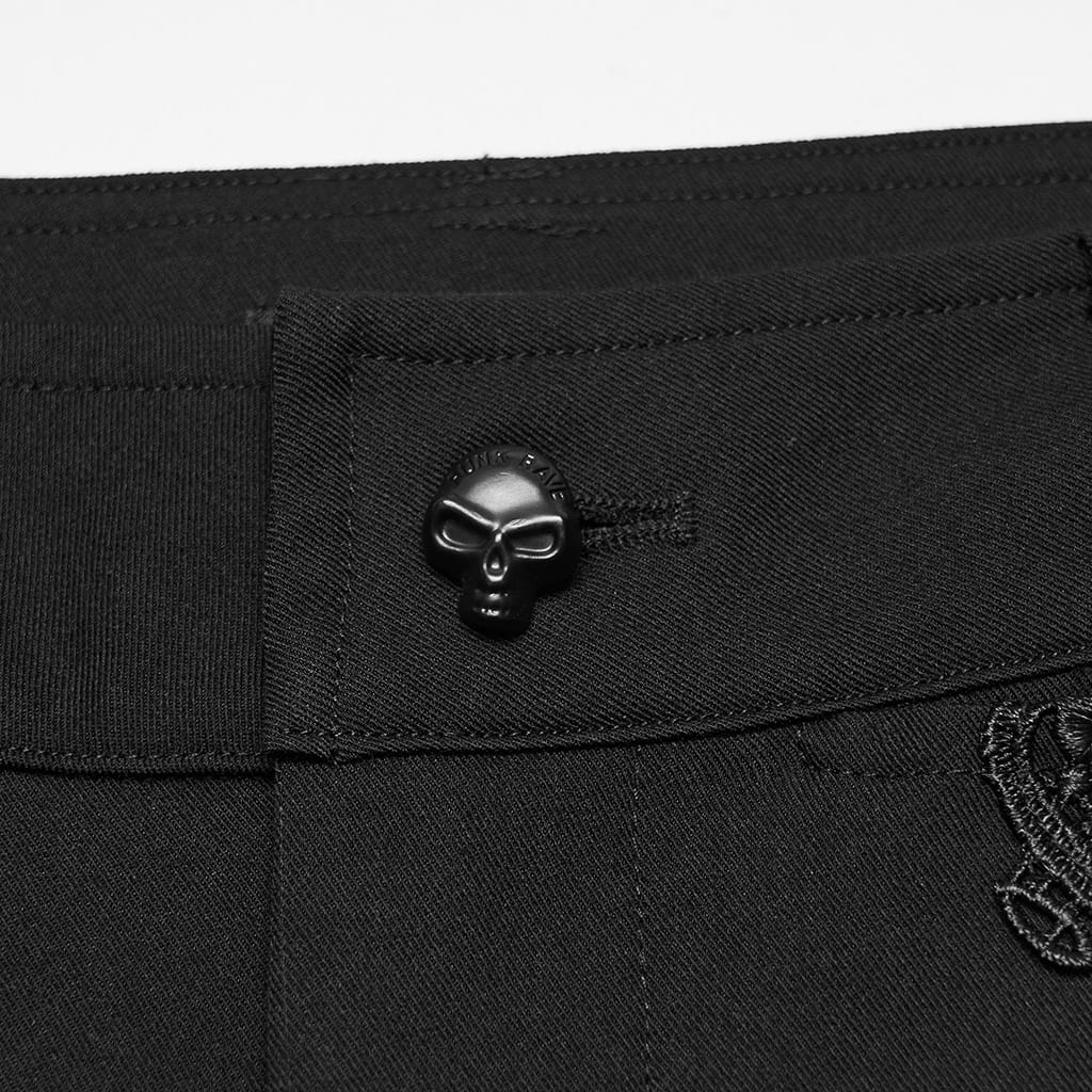 PUNK RAVE Men's Gothic Applique Trimmed Slim Pants