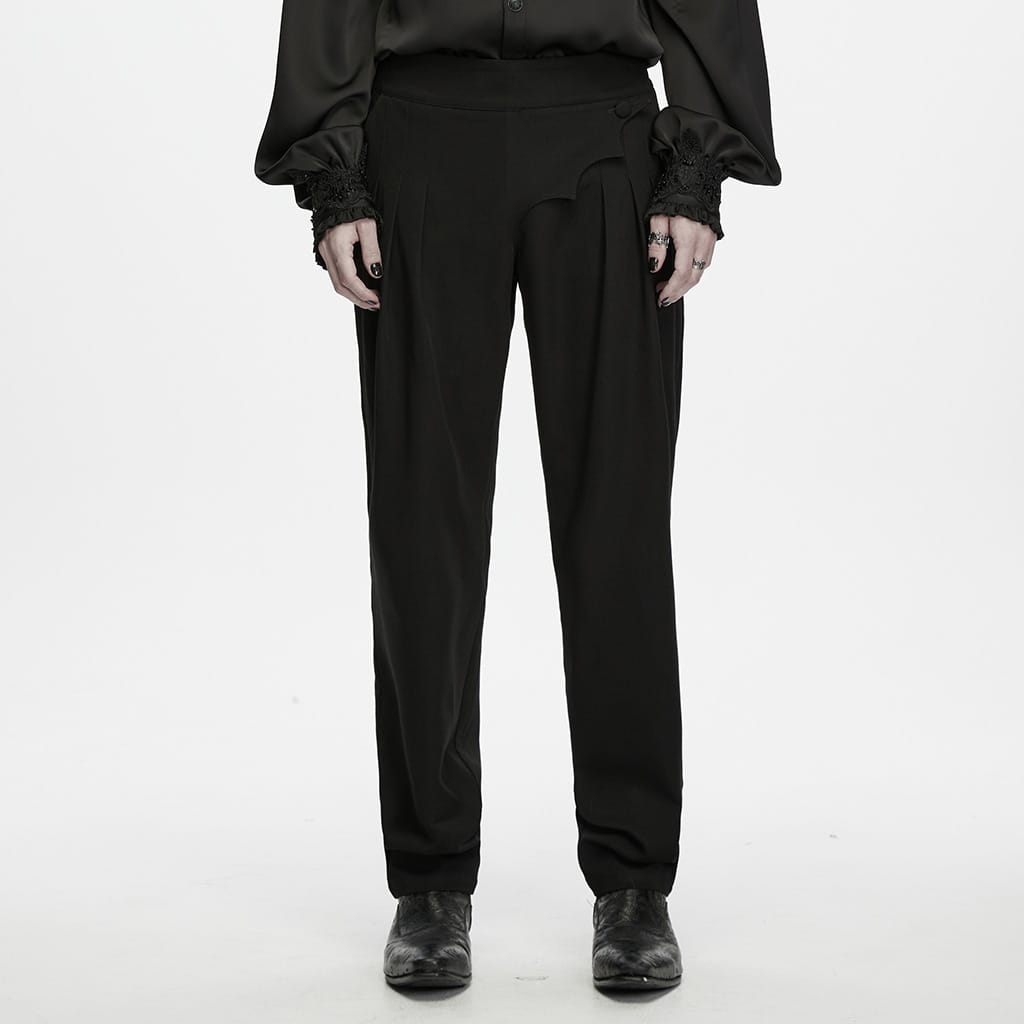PUNK RAVE Men's Gothic Asymmetric Batwing Pleated Pants