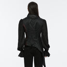 PUNK RAVE Men's Gothic Asymmetric Floral Bat Wing Collar Vest with Detachable Brooch