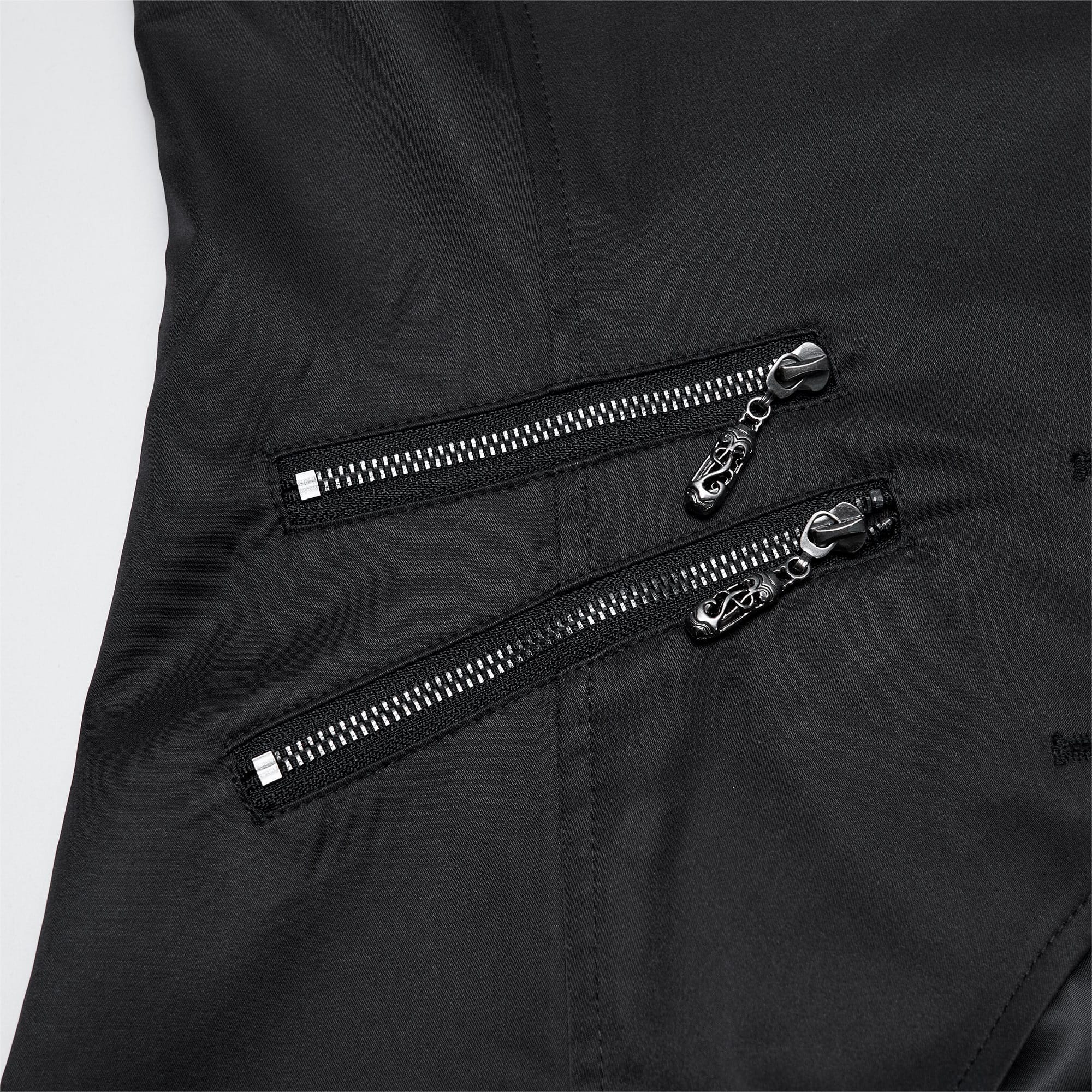 PUNK RAVE Men's Gothic Asymmetric Floral Bat Wing Collar Vest with Detachable Brooch