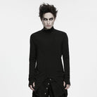 PUNK RAVE Men's Gothic Asymmetric Turtle Neck Long Sleeve Top
