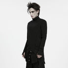 PUNK RAVE Men's Gothic Asymmetric Turtle Neck Long Sleeve Top