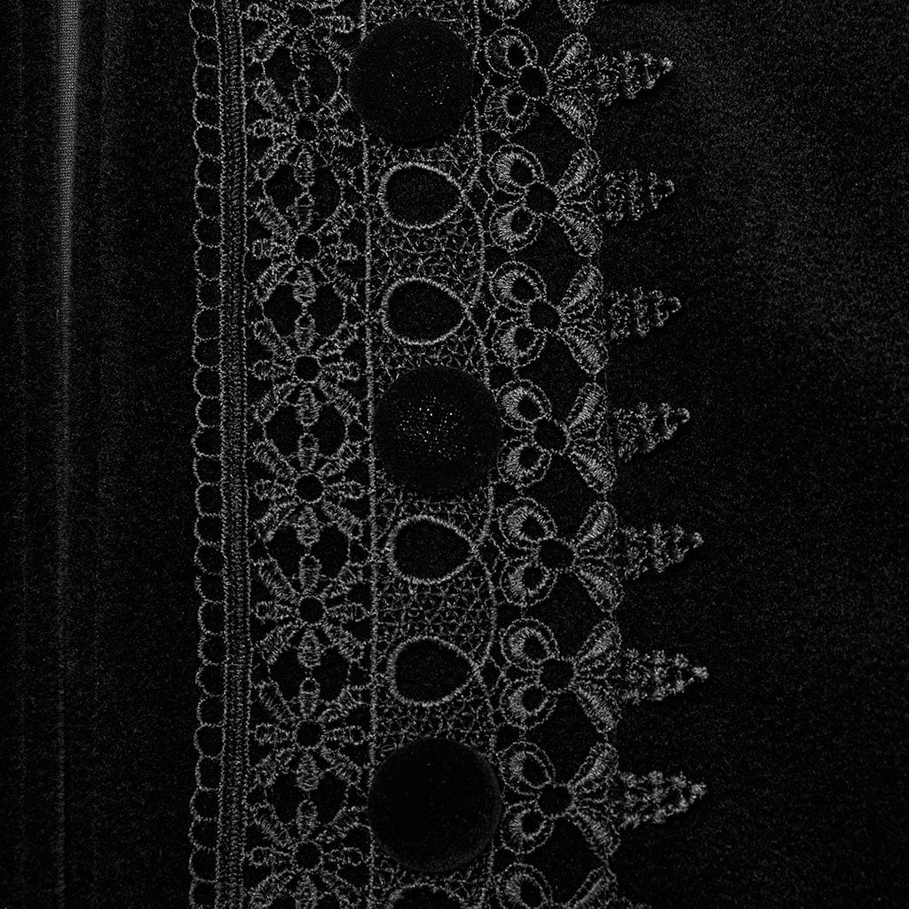 PUNK RAVE Men's Gothic Bat Collar Embroidered Long Cloak
