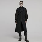 PUNK RAVE Men's Gothic Batlike Collar Buckle Long Vest