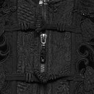 PUNK RAVE Men's Gothic Beaded Applique Stand Collar Long Jacket