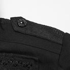 PUNK RAVE Men's Gothic Beaded Applique Stand Collar Long Jacket
