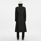 PUNK RAVE Men's Gothic Beaded Applique Stand Collar Long Jacket