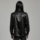 PUNK RAVE Men's Gothic Big-pocket Faux Leather Shirt