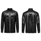 PUNK RAVE Men's Gothic Big-pocket Faux Leather Shirt