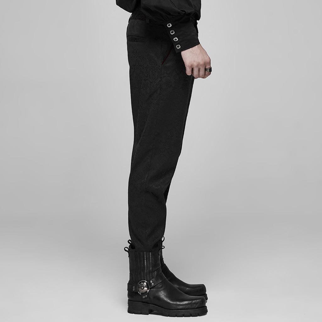 PUNK RAVE Men's Gothic Blood Jacquard Suit Pants