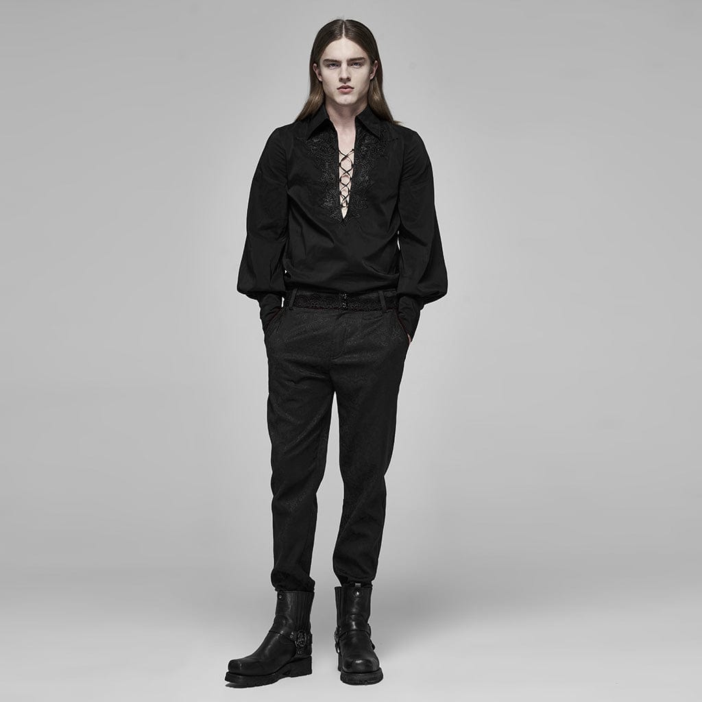 PUNK RAVE Men's Gothic Blood Jacquard Suit Pants