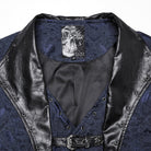 PUNK RAVE Men's Gothic Buckle Batlike Jacquard Vest Blue