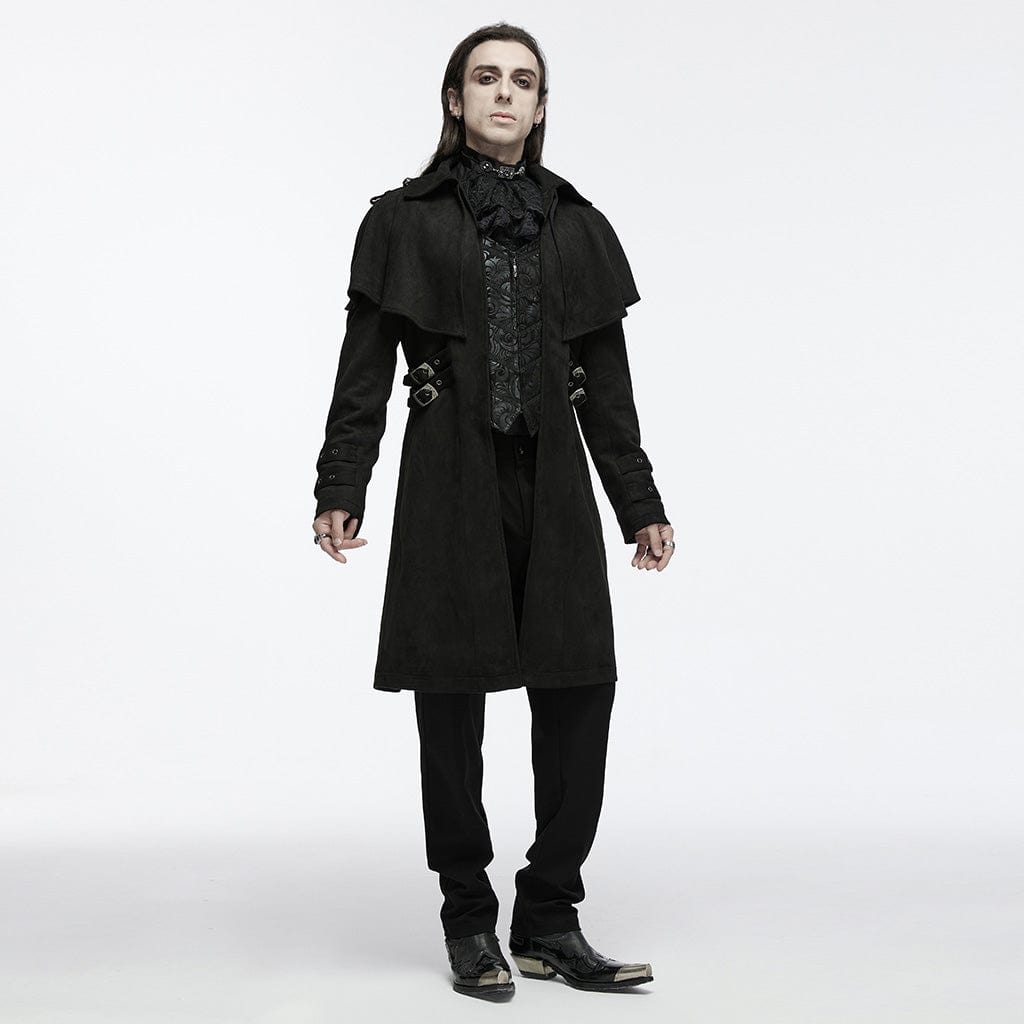 PUNK RAVE Men's Gothic Buckle-up Eyelets Jacket