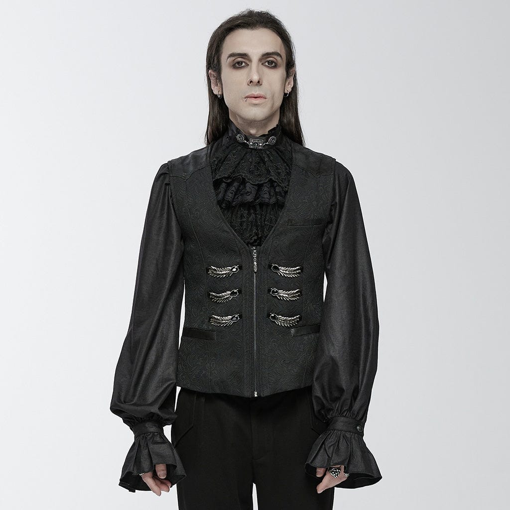 PUNK RAVE Men's Gothic Buckle-up Loops Waistcoat