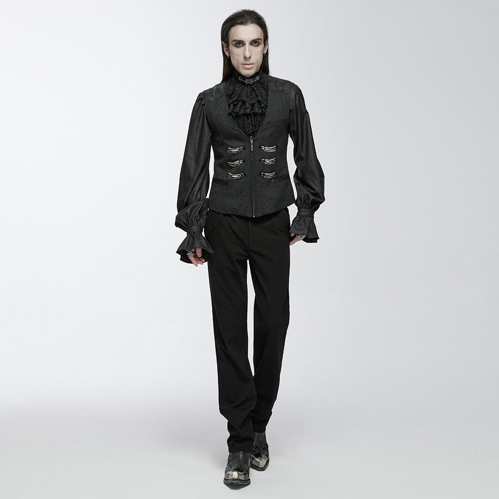 PUNK RAVE Men's Gothic Buckle-up Loops Waistcoat