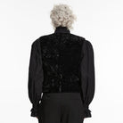 PUNK RAVE Men's Gothic Buckle-up Strap Retro Velvet Waistcoat Black
