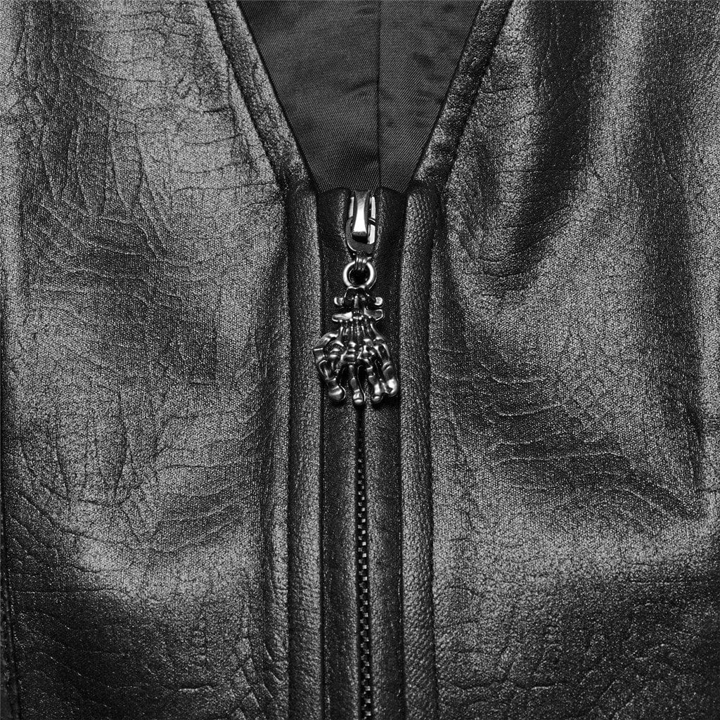 PUNK RAVE Men's Gothic Buckle-up Zip Eyelets Waistcoat