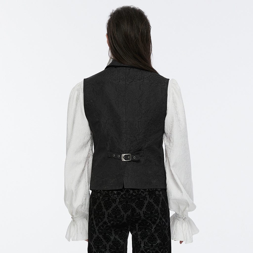 PUNK RAVE Men's Gothic Buckle Zip Rose Waistcoat