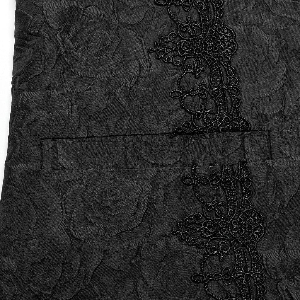 PUNK RAVE Men's Gothic Buckle Zip Rose Waistcoat