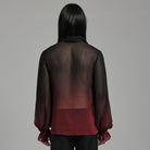 PUNK RAVE Men's Gothic Color Gradient Lace-up Sheer Chiffon Shirt