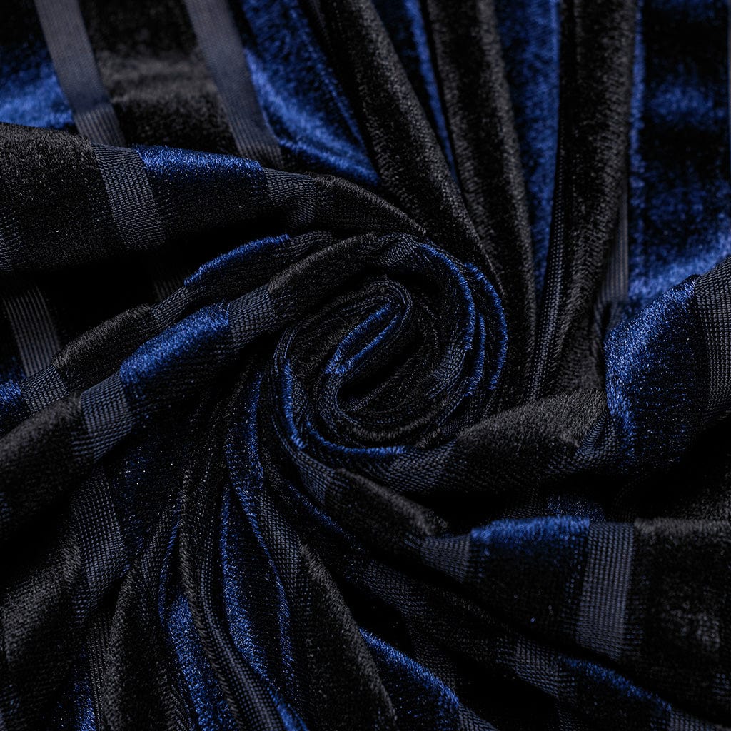 PUNK RAVE Men's Gothic Contrast Color Faux Leather Splice Velvet Shirt