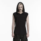 PUNK RAVE Men's Gothic D-rings Cross Hooded Tank Top