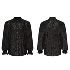 PUNK RAVE Men's Gothic Dark Gold Printed Flare Sleeved Shirt