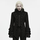 PUNK RAVE Men's Gothic Embossed Button Decor Lapel Ruffled Cuff Jacket