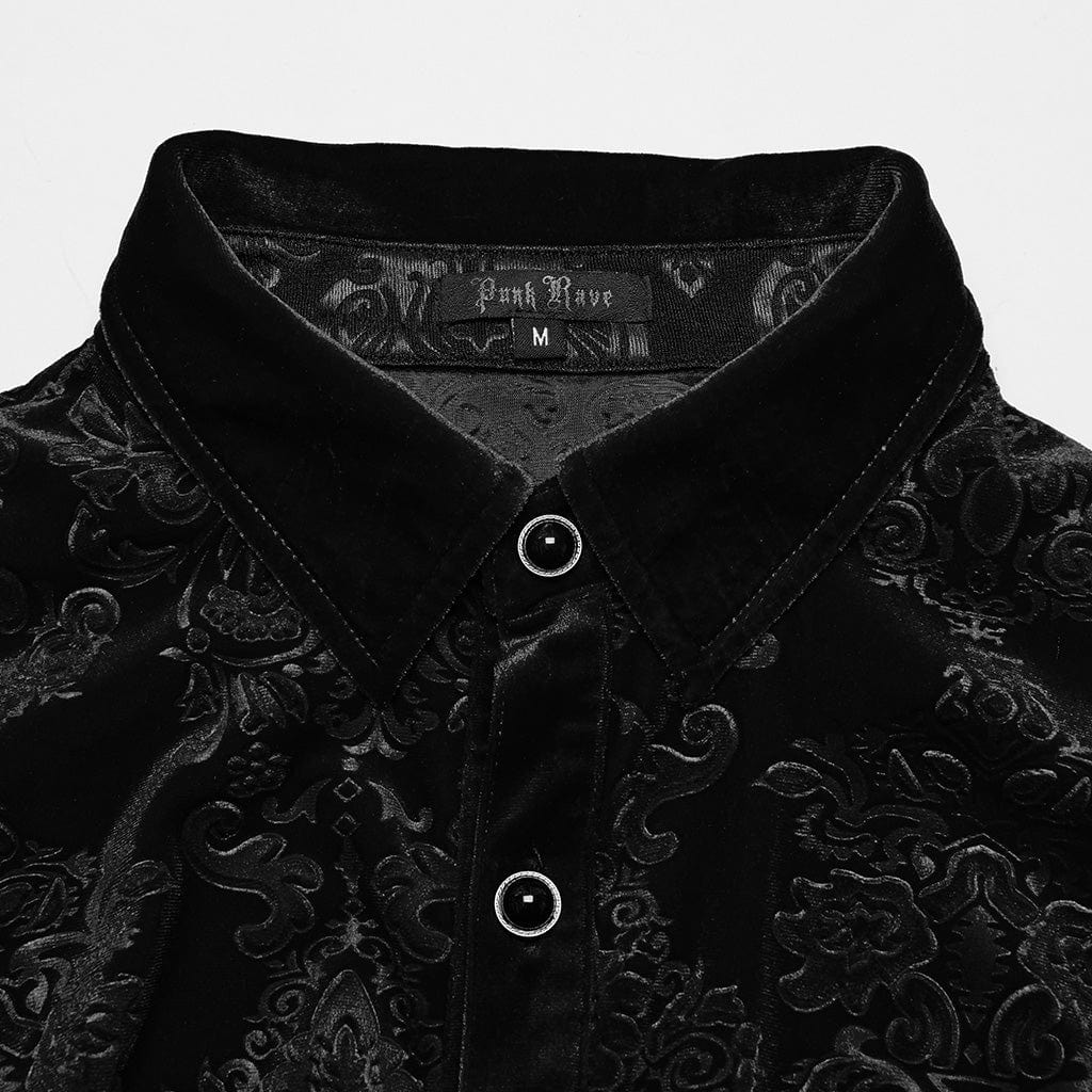 PUNK RAVE Men's Gothic Embossed Velvet Shirt