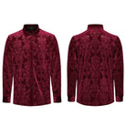 PUNK RAVE Men's Gothic Embossed Velvet Shirt Red