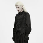 PUNK RAVE Men's Gothic Embroidered Overlapping Placket Buckle Jacquard Waistcoat