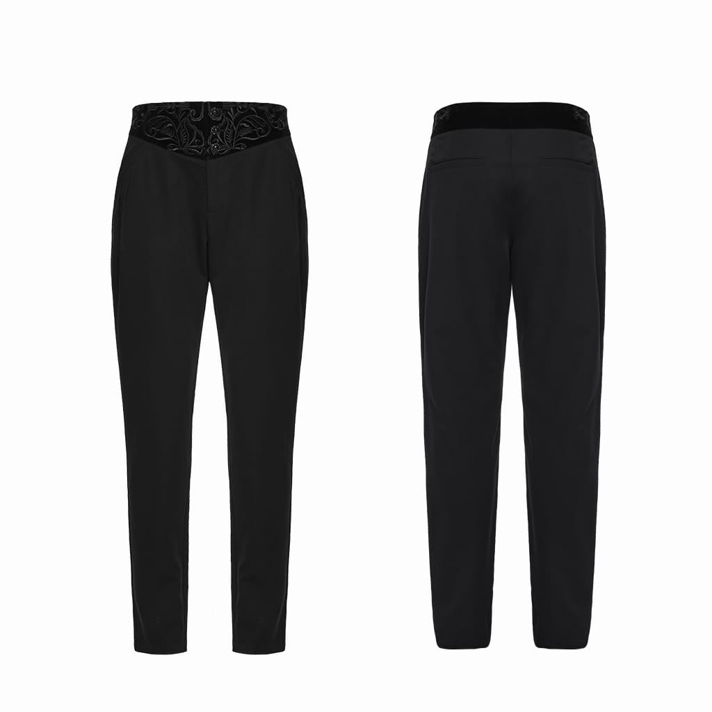 Pantaloni da uomo PUNK RAVE in stile gotico ricamati e patchwork, neri