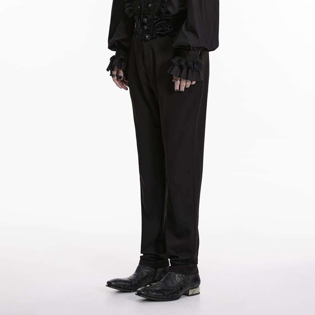Pantaloni da uomo PUNK RAVE in stile gotico ricamati e patchwork, neri