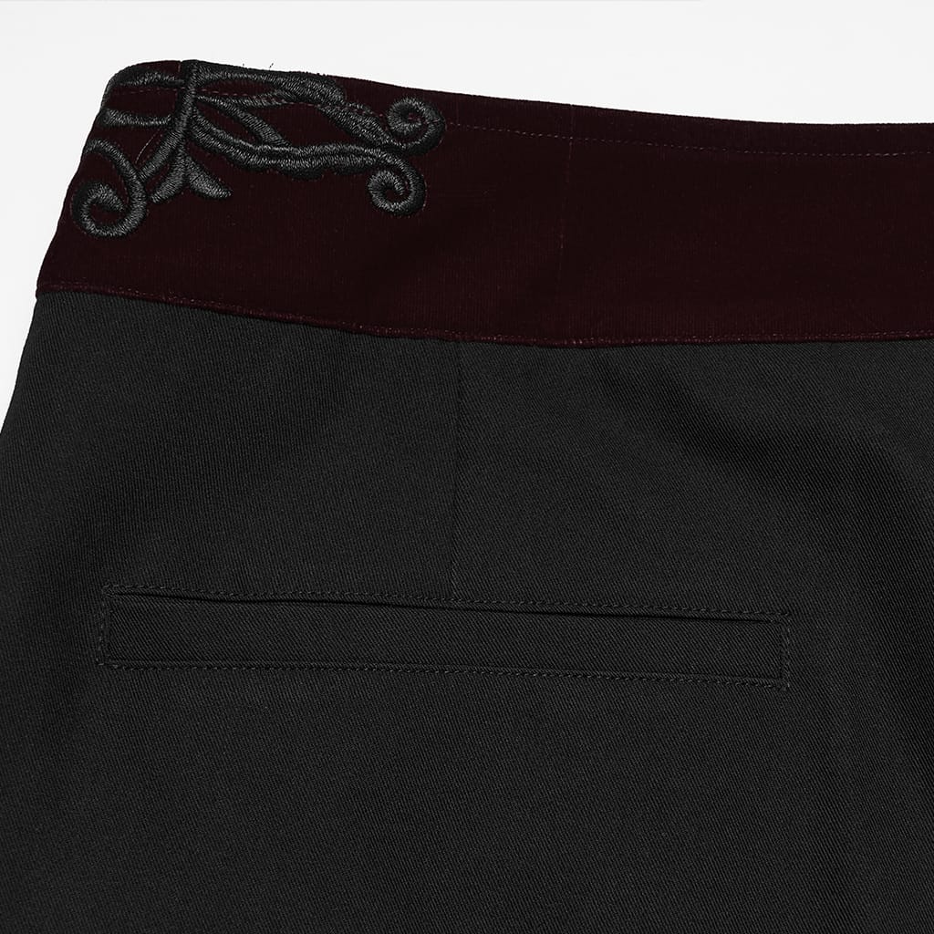 Pantaloni da uomo PUNK RAVE in stile gotico ricamati e patchwork, neri e rossi