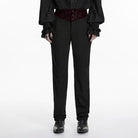 PUNK RAVE Men's Gothic Embroidered Patchwork Pants Black-Red