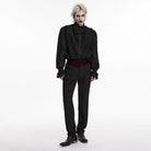PUNK RAVE Men's Gothic Embroidered Patchwork Pants Black-Red