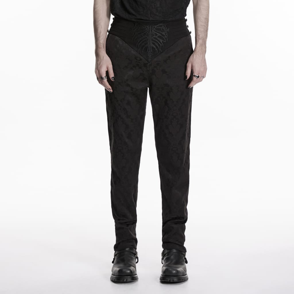 Pantaloni plissettati gotici ricamati da uomo PUNK RAVE
