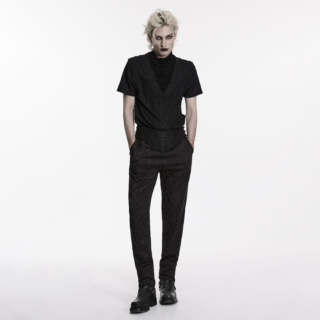 Pantaloni plissettati gotici ricamati da uomo PUNK RAVE
